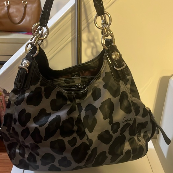 COACH MAGGIE OCELOT SATEEN LEOPARD HOBO BAG 15772 - Picture 2 of 10